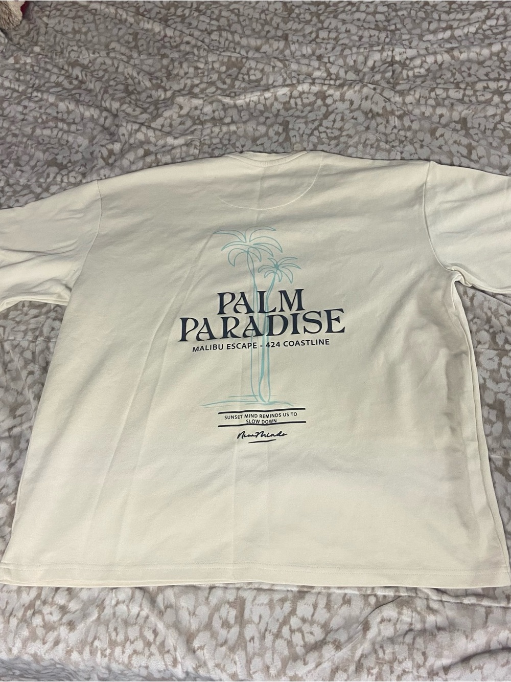 Denim & Flower Palm Paradise Graphic Tee - Cream & Teal